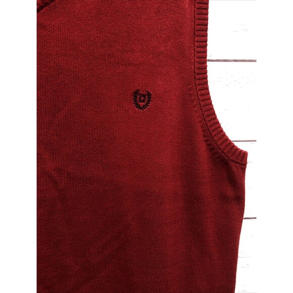 Chaps Ralph Lauren Men’s V-Neck Sweater Vest Sleeveless Logo 100% Cotton Red XL - Picture 3 of 9